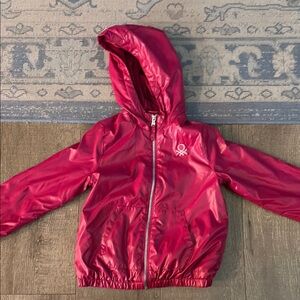 Girls' Shiny Hooded Windbreaker Jacket - Magenta